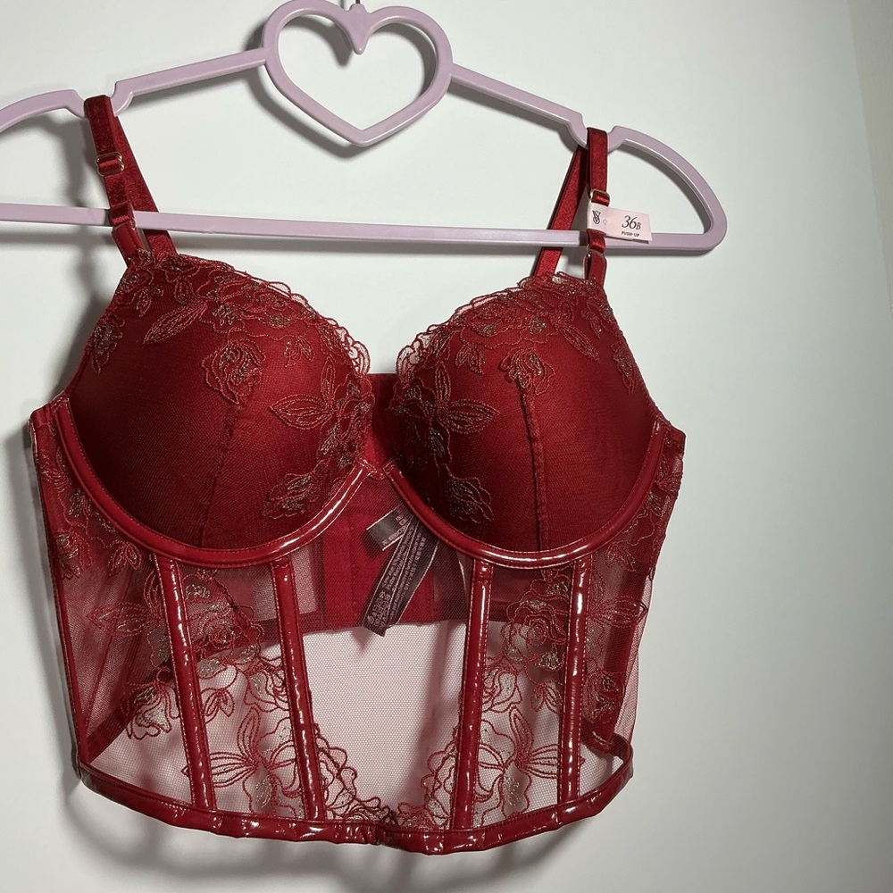 New Victoria’s Secret Very Sexy Push-Up Floral Embroidery Corset Top, 36 B